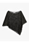 Comfortable Fit Boat Neck Bat Sleeve Asymmetrical Sequin Cape Blouse