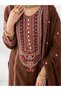 Brown Mal Chanderi Pakistani-Style Salwar Suit - HRT9963 | Brown-Size:2XL-44-Inches - 3
