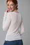 Women's V-Neck Long Sleeve Blouse Vesper Ecru – Slim Fit, Fine Texture, Stretchy Cashmere Blend - 7