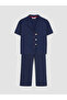 Alita City with a Difference in Price, Lcw Young Navy Blue Combed Cotton Printed Short Sleeve Women's Pajama Set - 5