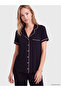 Alita City with a Difference of Lcw Dream Black Combed Cotton Plain Short Sleeve Women's Pajama Set - 2