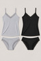 2-Piece Women's Lace Rope Strap Cotton Athlete Panties Underwear Set Black-Blue