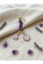 Evil Eye Beaded and Golden Yellow Detailed Bag Accessory, Luck Charm Bag Ornament and Keychain (1 Piece Is Sent)