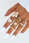6-Piece Combination White Stone Flower Sun Moon Heart Wedding Ring Model Adjustable Gold Ring Set - 7