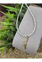 Cream-Colored Stylish Necklace with Gold Accessories - 3