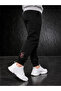 Men's Winter Black Sweatpants Narrow Leg Slim Fit Jogger Two Thread Printed