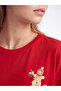 Alita City with a Difference, Lcw Dream Red Combed Cotton Printed Short Sleeve Women's Pajama Set - 3