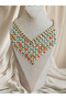 Brand Model Multi-Colored Stick Mosaic Patterned V-Cut Necklace - 2