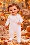 100% Cotton Baby Romper – Floral Rabbit Pattern, with Booties, Snap Fasteners, Pink / Ecru