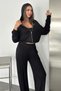 Women's Zippered Cardigan Crop Tank Top Wide Leg Pants 3-Piece Set - 2