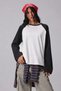 Women's Oversize Contrast Sleeve Raglan Crew Neck Drop Shoulder T-Shirt