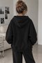 Women's Oversize Hooded Zippered Sweatshirt with 3 Thread Pockets - 3
