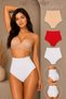 Night Beige-Brown-Red Women's Gathering High-Waisted Flexible 3-Piece Panties