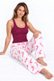 Women's Trend Casual Blouse Burgundy Patterned Pajama Set - 3
