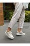 Beige Crocodile Lace-Up Women's Casual Sports Shoes - 2