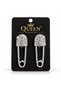 Silver Grey Colored Safety Pin Design with Crystal Stone Dangle Stud Women's Pendant Earrings - 3