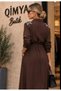 Buketli̇ Women's Oversize Belted Adjustable Shoulder Star-Studded Long Sleeve Long Shirt Dress - 7