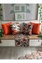 5Li-H1314-H1315-Plain Autumn Patterned Cushion Cover and Runner Combination