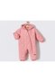 Baby Cosmonaut Zippered Hat and Coat - Astronaut Jumpsuit with Salmon Baby Rabbit Pattern - 2