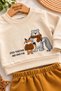 Baby boy fox bear hedgehog printed plush detailed sweatshirt tracksuit 2-piece set 3-6-9-12 months - 4
