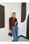 Women's Ruffle Detailed Double-Breasted Suede Jacket - 4