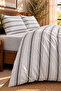100% Cotton 160 Tc (63 Thread) Double Duvet Cover Set with Gray Stripes - 3