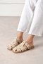 Fabian Women's Camel Suede Caged Sandals Slipper Buckle Detail - 6