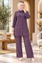 Shirt Collar with Buttons on the Collar, Knitted Tunic, Lower and Upper Two-Piece Set - 3