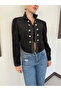 Women's Ruffle Detailed Double-Breasted Suede Jacket - 2