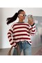 Women's Striped Crew Neck Loose Long Sleeve Knitwear Sweater - 3