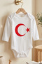 Turkish Flag Moon Star Printed Long Sleeve 100% Cotton Baby Bodysuit Long Sleeve - 4