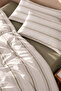 100% Cotton 160 Tc (63 Thread) Double Duvet Cover Set with Green Stripes - 2
