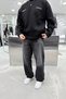 Antrasit Soft Degrade Basic Baggy Pantolon