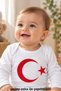 Turkish Flag Moon Star Printed Long Sleeve 100% Cotton Baby Bodysuit Long Sleeve - 3