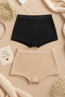 2-Pack Women's Extra High Waist Gathering Cotton Modal Panties Black-Tan
