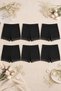 6-Piece Women's Lace Cotton Combed Cotton Camisole Boxer Shorts Panties Black