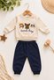 Baby boy animal figure good boy printed embossed applique sweatshirt tracksuit 2-piece set 3-12 months - 4