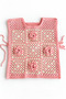 Hand Knitted Children's Vest Sweater – Pink Cream Floral Motif Cotton - 2
