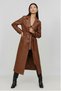 Women's Padded, Pocketed, Lined Leather Trench Coat with Epaulet Detail on the Sleeves - 5