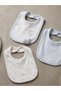 Set of 3 100% Cotton Baby Bibs - Blue Teddy Bear Patterned with Snap Fasteners for Newborns (0-3 Months) - 3