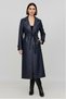 Women's Padded, Pocketed, Lined Leather Trench Coat with Epaulet Detail on the Sleeves - 4