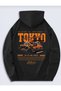 Unisex Tokyo Car Back Printed Hooded Oversize Hoodie Sweatshirt