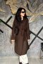 Women's Lined-Belted Slit Detailed Regular Fit Wool Cashmere Coat Sun169 - 4
