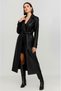 Women's Padded, Pocketed, Lined Leather Trench Coat with Epaulet Detail on the Sleeves - 5