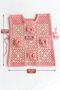 Hand Knitted Children's Vest Sweater – Pink Cream Floral Motif Cotton - 4