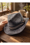 Women's Internally Adjustable Nubuck Cowboy Hat Trilby Hat - 6