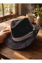 Women's Internally Adjustable Nubuck Cowboy Hat Trilby Hat - 4