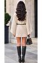 Standard Size Premium Beige Color Buttoned Belted Cashmere Cape Poncho - 3