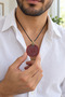 Red Agate Stone Natural Stone Necklace with Hakkani Seal and Na'L-I Şerif Prayer, Double Sided, Unisex, Handmade, 40 mm - 3