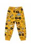 Boy's 100% Cotton Mustard Yellow Color Bucket Truck Mixer Patterned Long Sleeve Interlock Winter Pajama Set - 5